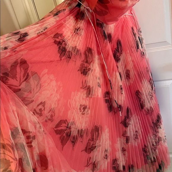 Hutch Costella Strapless Pleated Floral Tulle Midi Dress Anthropologie - Picture 7 of 13